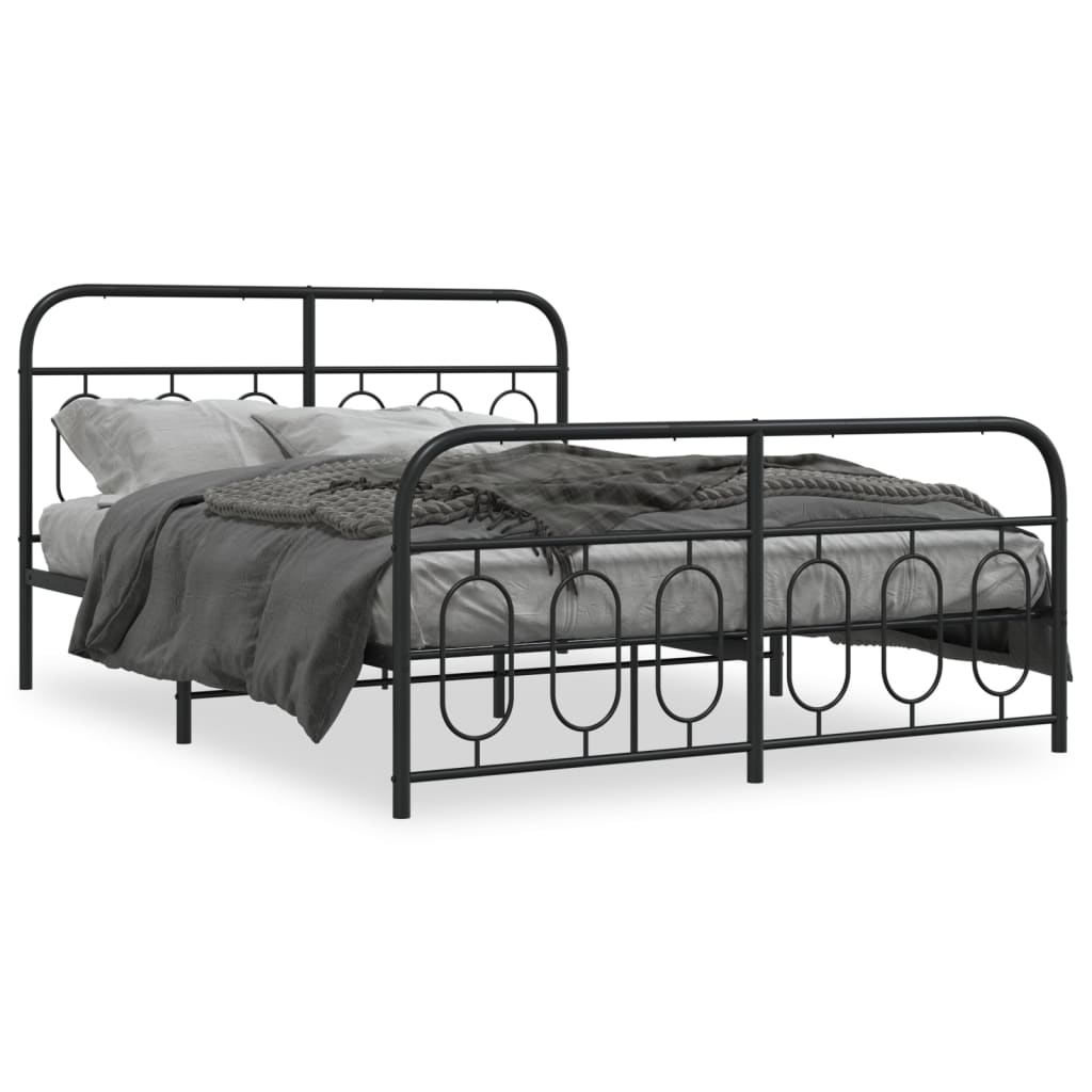 Bedframe met hoofd- en voeteneinde metaal zwart 140x200 cm is nu te koop bij PeponiXL, paradijselijk wonen!