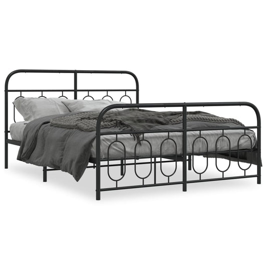 Bedframe met hoofd- en voeteneinde metaal zwart 140x200 cm is nu te koop bij PeponiXL, paradijselijk wonen!