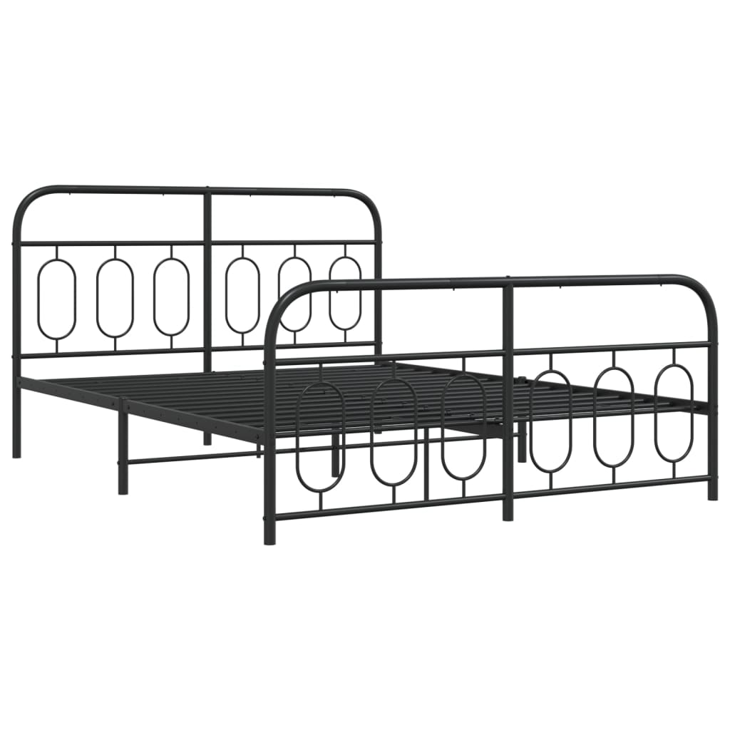 Bedframe met hoofd- en voeteneinde metaal zwart 150x200 cm is nu te koop bij PeponiXL, paradijselijk wonen!