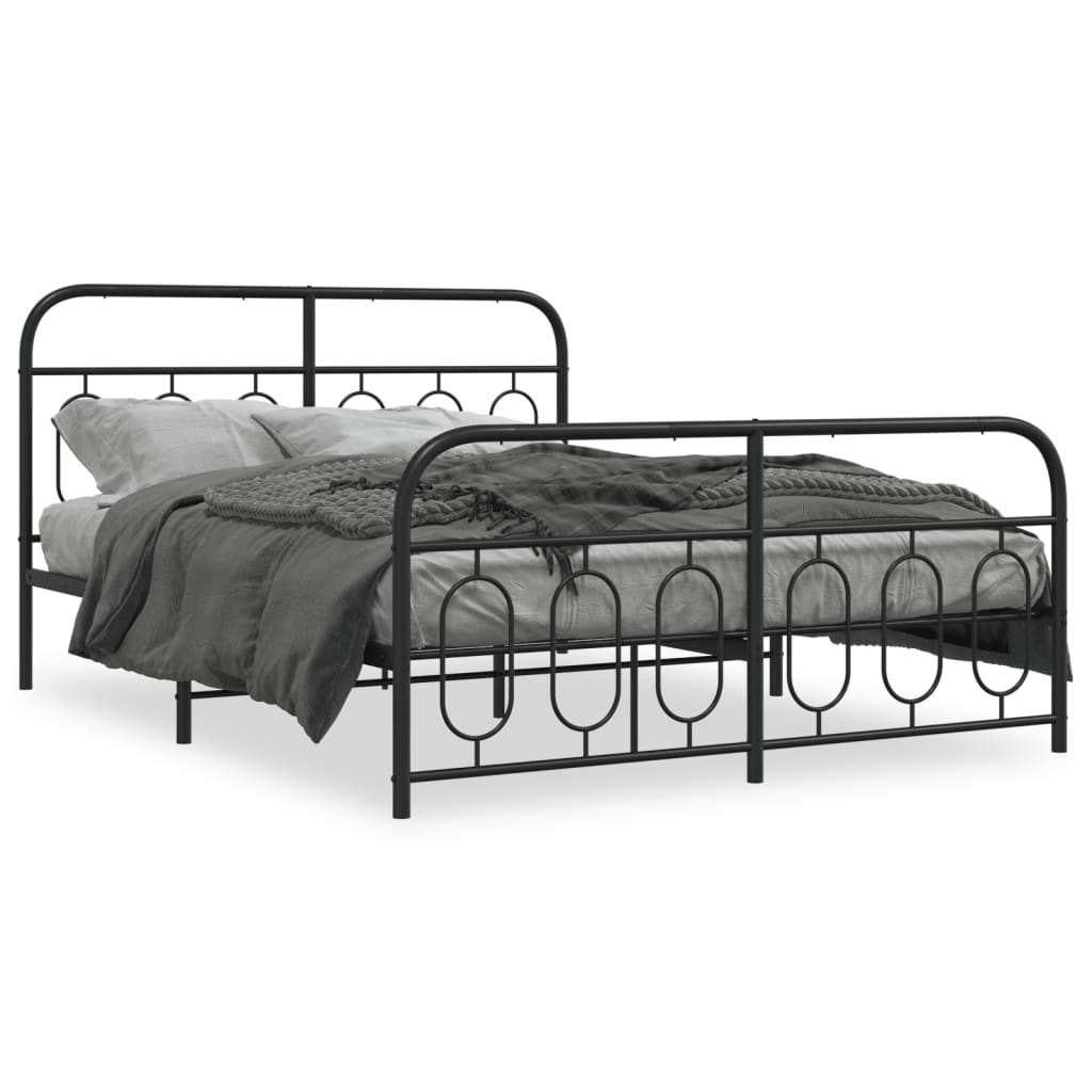 Bedframe met hoofd- en voeteneinde metaal zwart 150x200 cm is nu te koop bij PeponiXL, paradijselijk wonen!