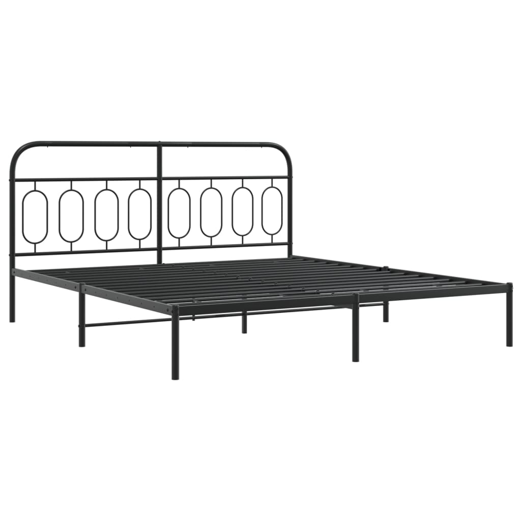 Bedframe met hoofd- en voeteneinde metaal zwart 183x213 cm is nu te koop bij PeponiXL, paradijselijk wonen!