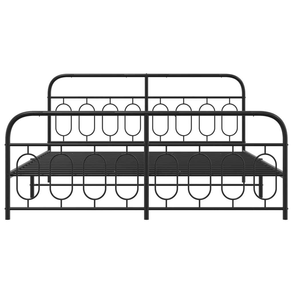 Bedframe met hoofd- en voeteneinde metaal zwart 183x213 cm is nu te koop bij PeponiXL, paradijselijk wonen!