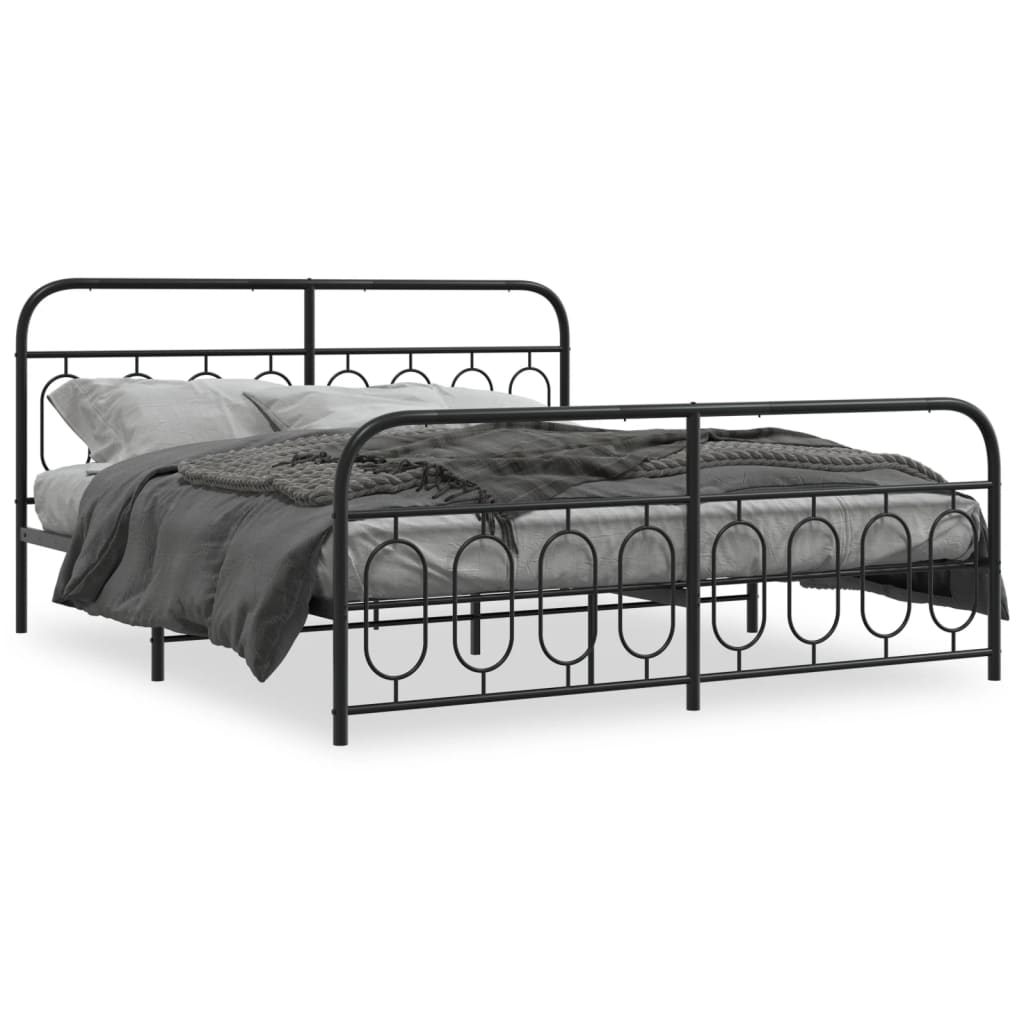 Bedframe met hoofd- en voeteneinde metaal zwart 183x213 cm is nu te koop bij PeponiXL, paradijselijk wonen!