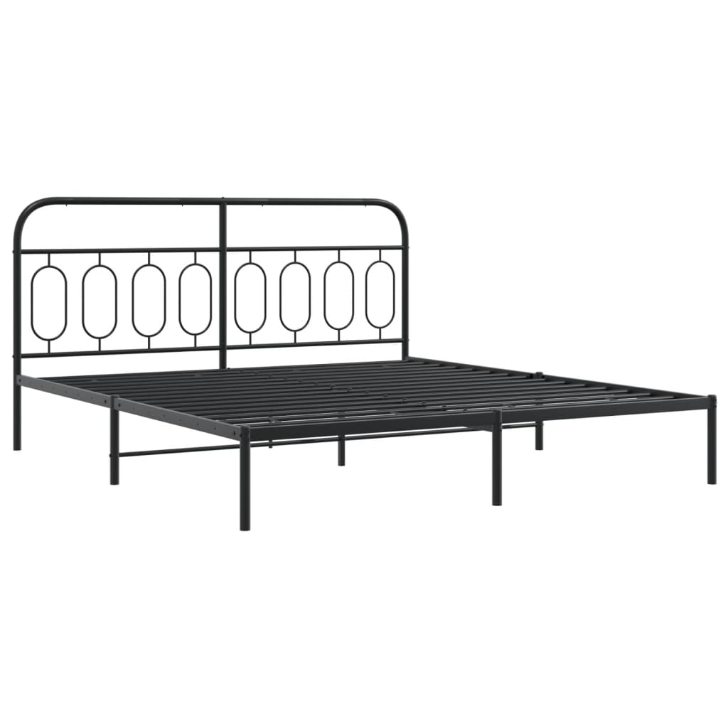 Bedframe met hoofd- en voeteneinde metaal zwart 193x203 cm is nu te koop bij PeponiXL, paradijselijk wonen!