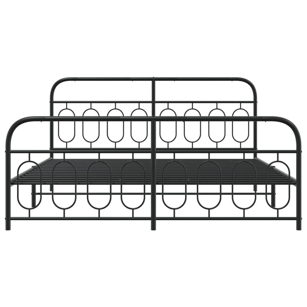 Bedframe met hoofd- en voeteneinde metaal zwart 193x203 cm is nu te koop bij PeponiXL, paradijselijk wonen!