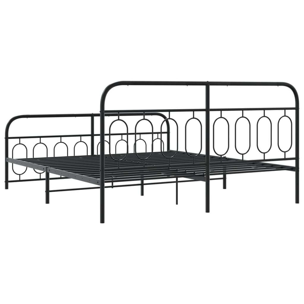 Bedframe met hoofd- en voeteneinde metaal zwart 193x203 cm is nu te koop bij PeponiXL, paradijselijk wonen!
