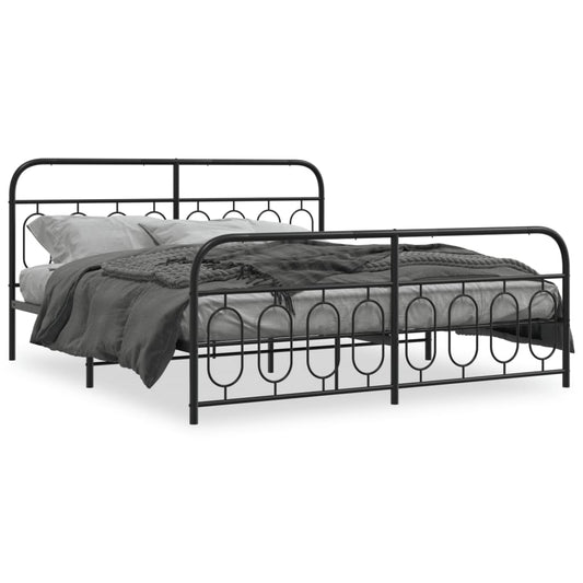Bedframe met hoofd- en voeteneinde metaal zwart 193x203 cm is nu te koop bij PeponiXL, paradijselijk wonen!