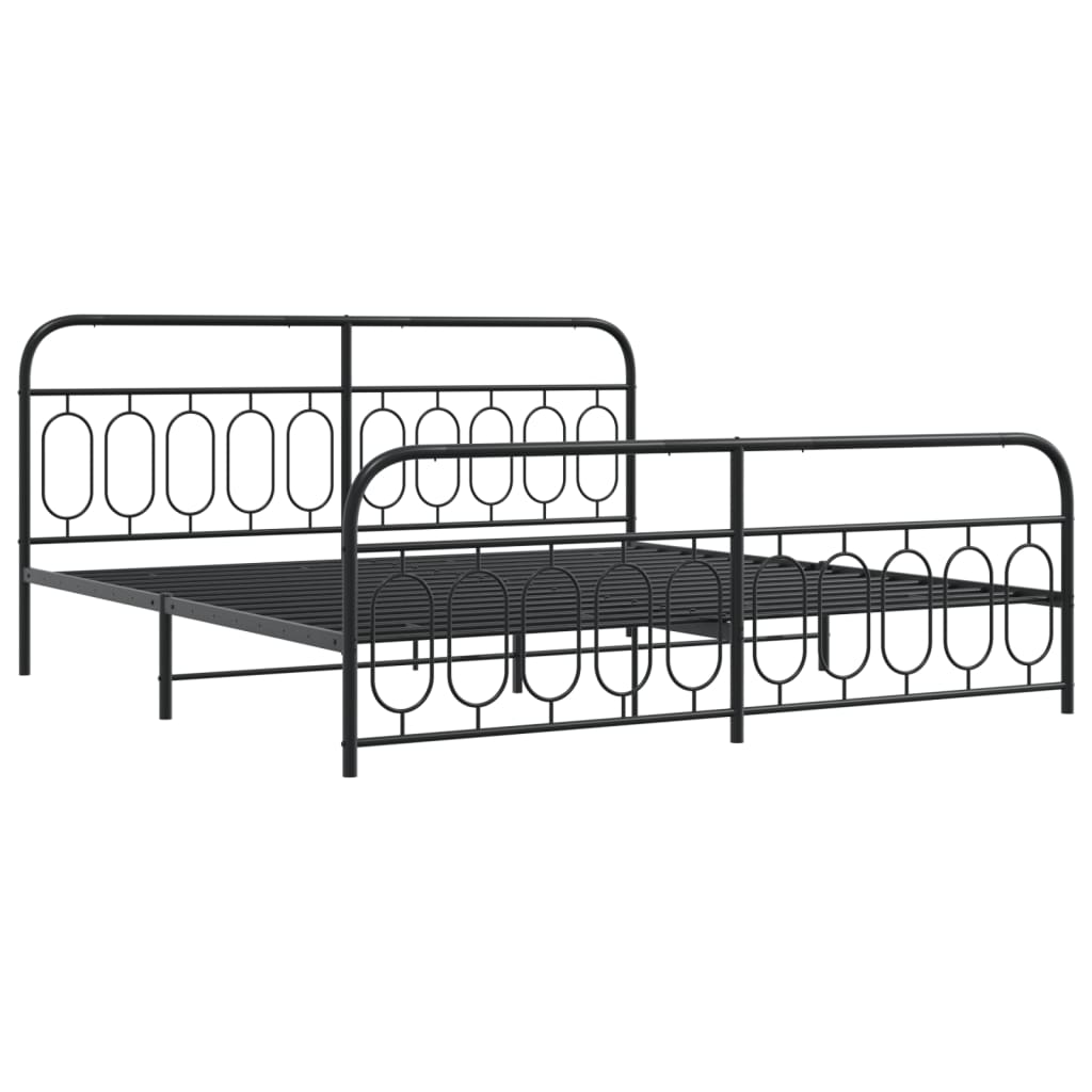 Bedframe met hoofd- en voeteneinde metaal zwart 200x200 cm is nu te koop bij PeponiXL, paradijselijk wonen!