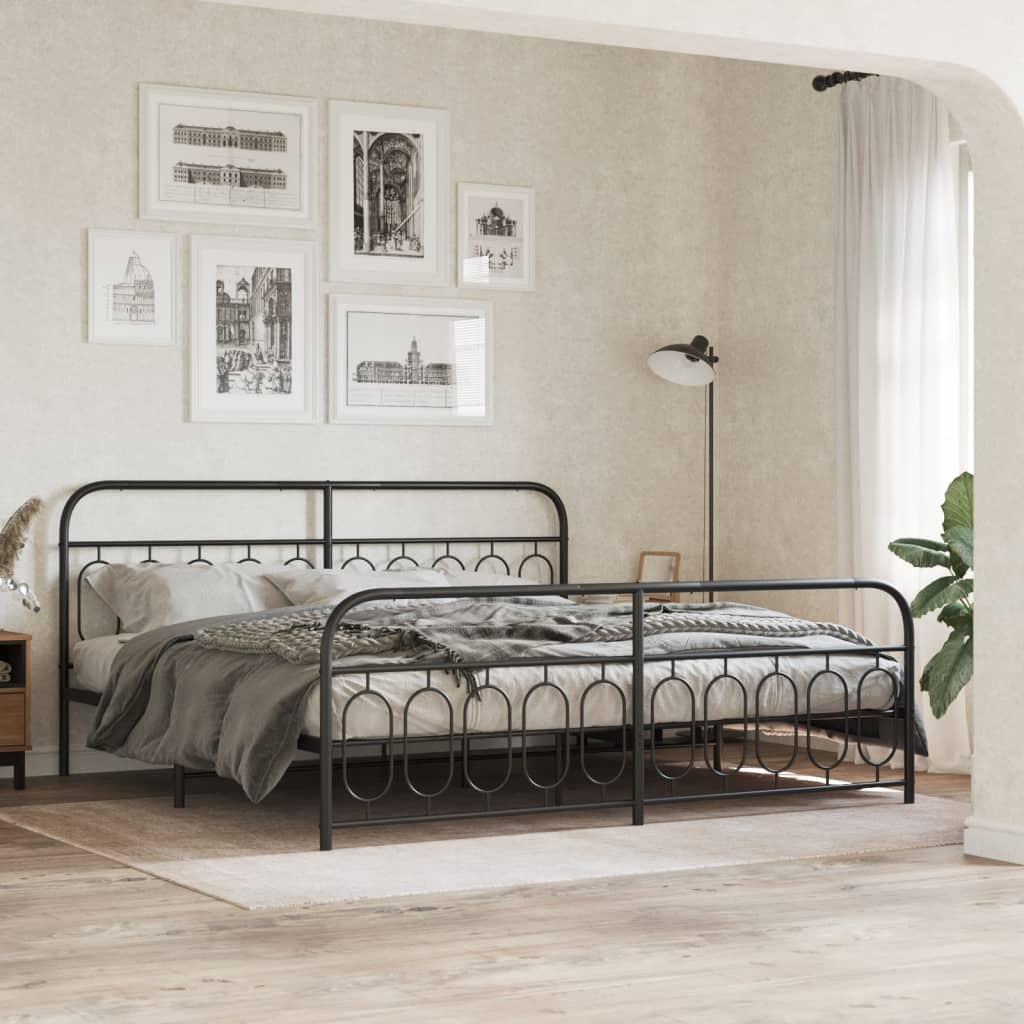 Bedframe met hoofd- en voeteneinde metaal zwart 200x200 cm is nu te koop bij PeponiXL, paradijselijk wonen!