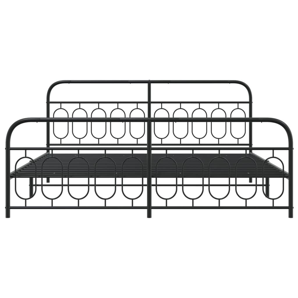 Bedframe met hoofd- en voeteneinde metaal zwart 200x200 cm is nu te koop bij PeponiXL, paradijselijk wonen!