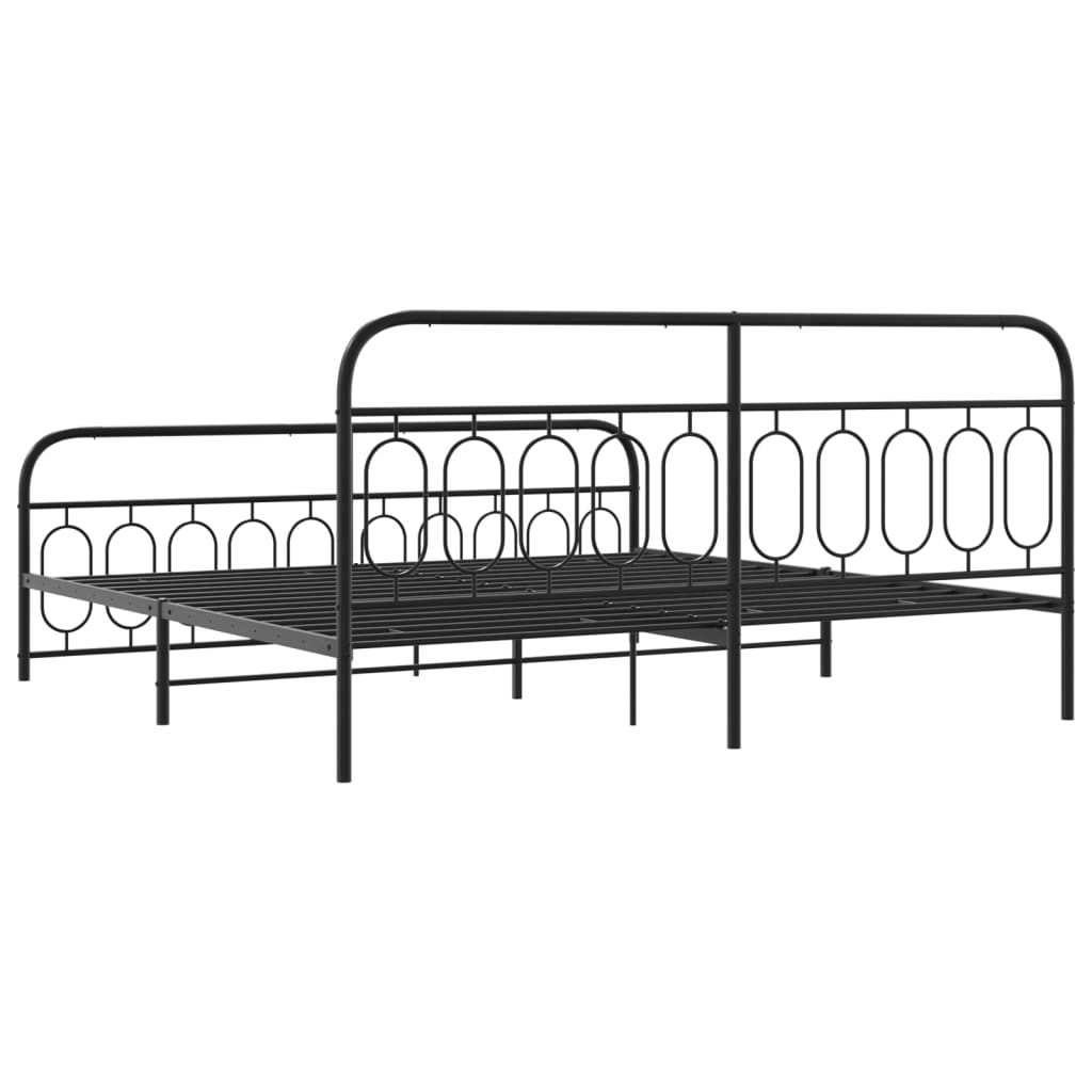 Bedframe met hoofd- en voeteneinde metaal zwart 200x200 cm is nu te koop bij PeponiXL, paradijselijk wonen!