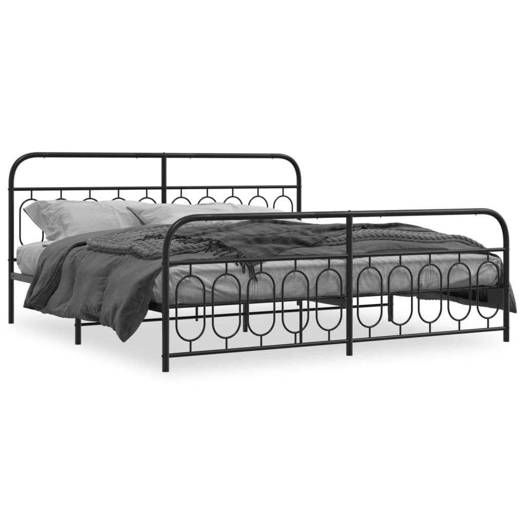 Bedframe met hoofd- en voeteneinde metaal zwart 200x200 cm is nu te koop bij PeponiXL, paradijselijk wonen!