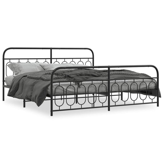 Bedframe met hoofd- en voeteneinde metaal zwart 200x200 cm is nu te koop bij PeponiXL, paradijselijk wonen!