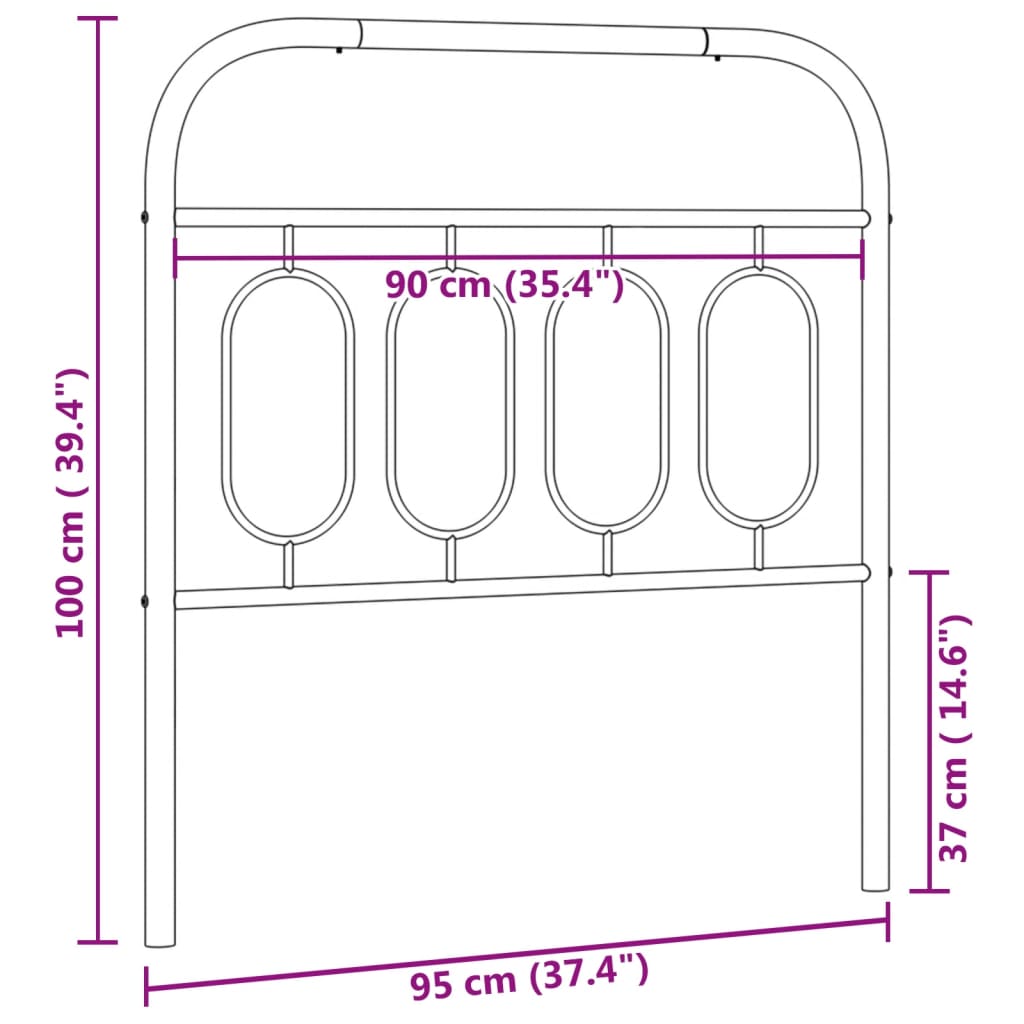 Vervangend hoofdbord 90 cm metaal zwart is nu te koop bij PeponiXL, paradijselijk wonen!