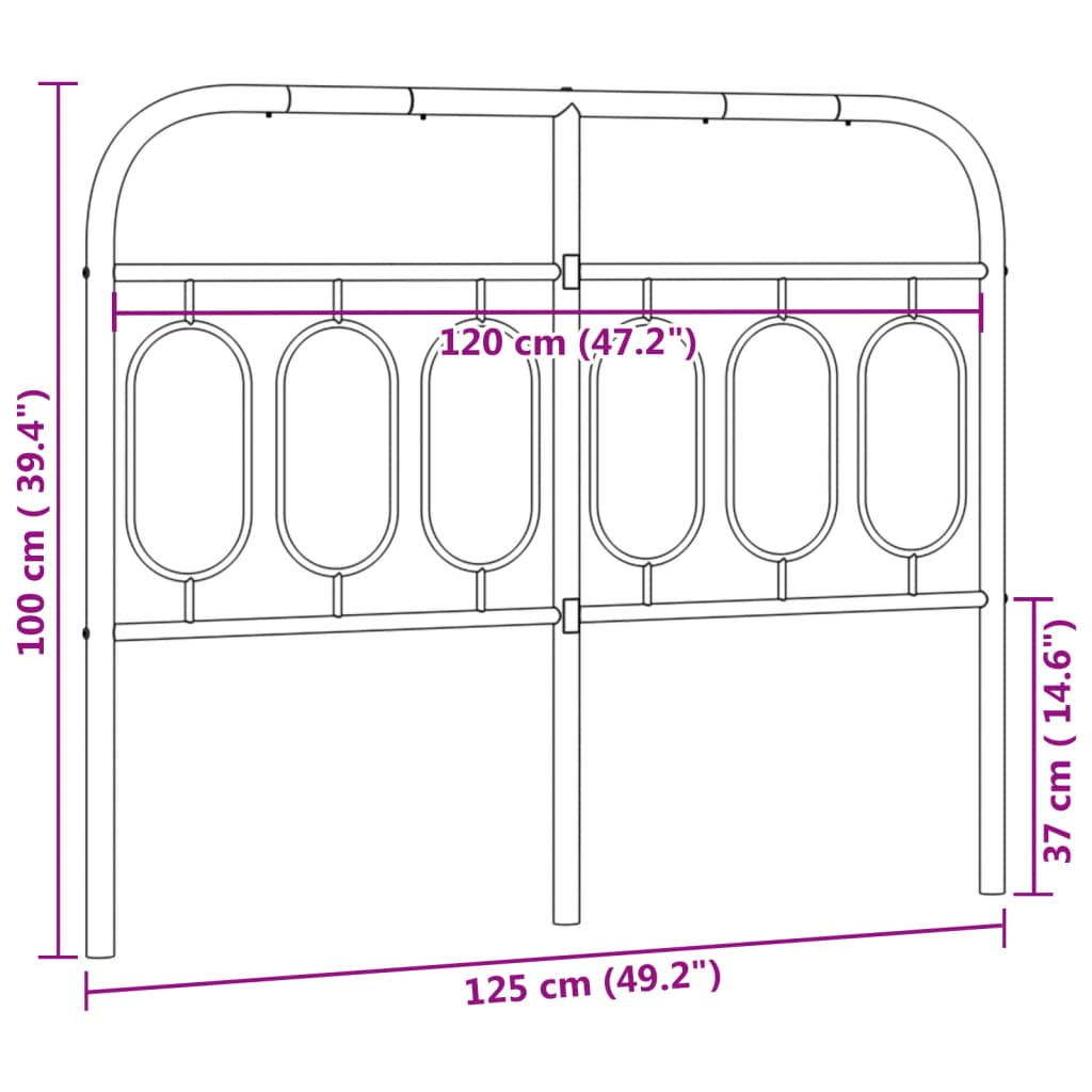 Vervangend hoofdbord 120 cm metaal zwart is nu te koop bij PeponiXL, paradijselijk wonen!