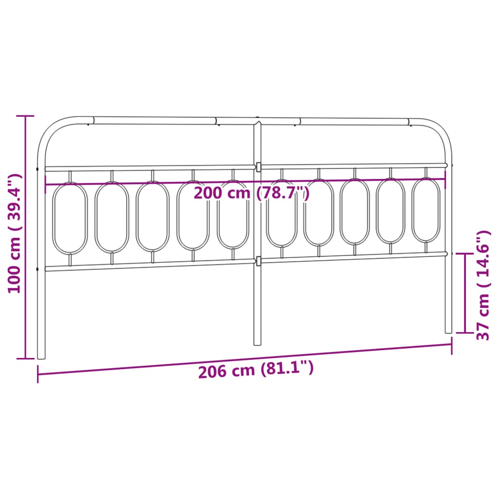 Vervangend hoofdbord 200 cm metaal zwart is nu te koop bij PeponiXL, paradijselijk wonen!