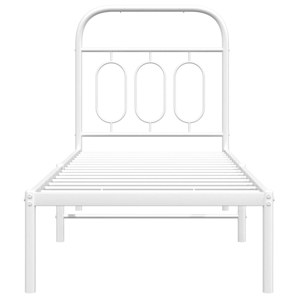 Bedframe met hoofdbord zonder matras metaal wit 75x190 cm is nu te koop bij PeponiXL, paradijselijk wonen!
