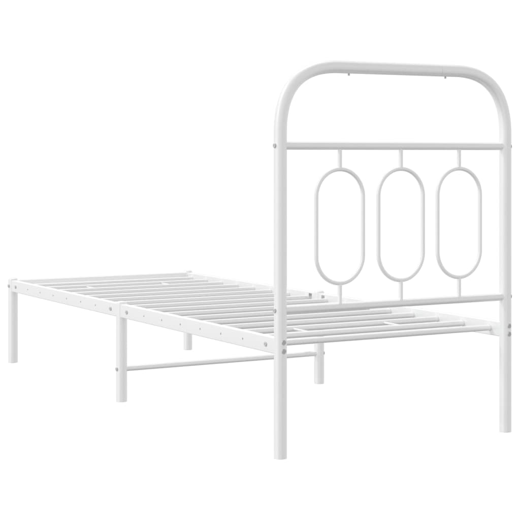 Bedframe met hoofdbord zonder matras metaal wit 75x190 cm is nu te koop bij PeponiXL, paradijselijk wonen!