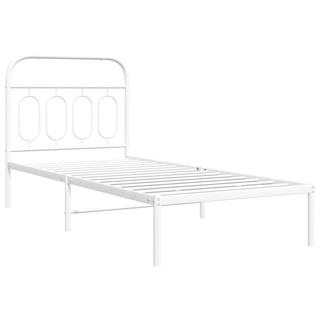 Bedframe met hoofdbord metaal wit 80x200 cm is nu te koop bij PeponiXL, paradijselijk wonen!