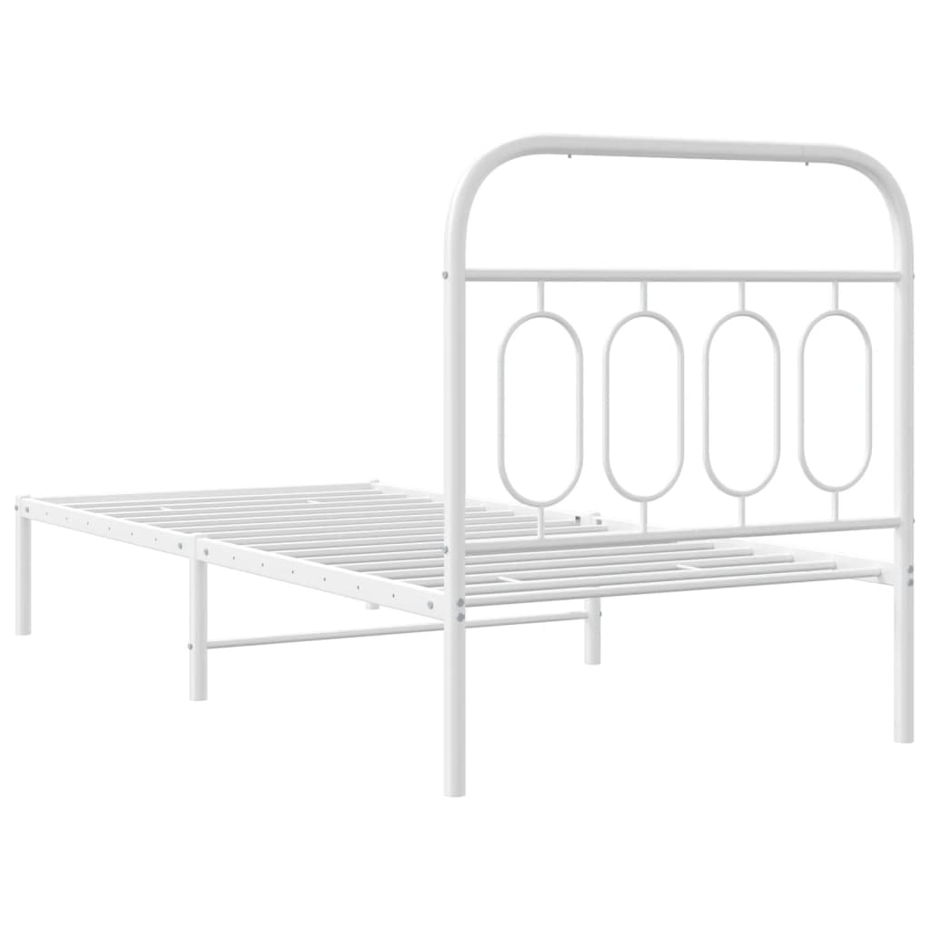 Bedframe met hoofdbord metaal wit 80x200 cm is nu te koop bij PeponiXL, paradijselijk wonen!