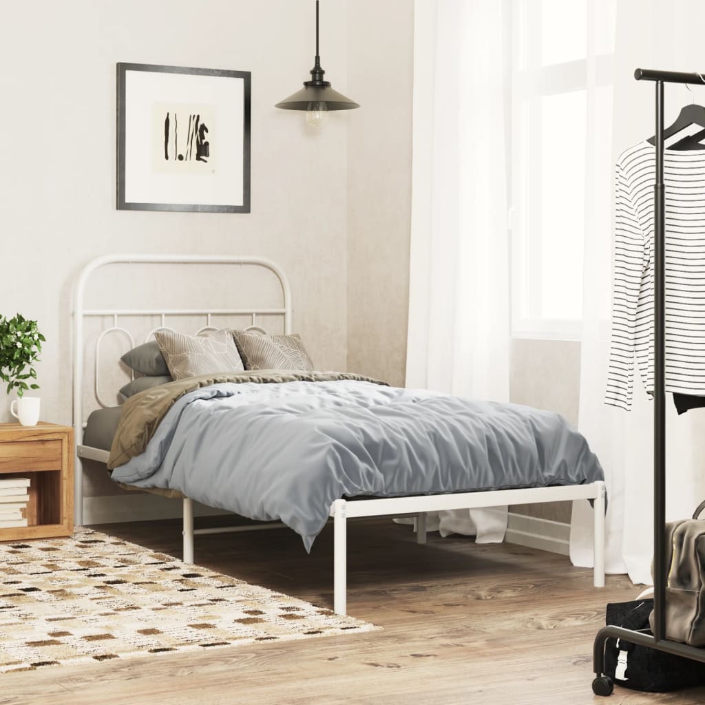 Bedframe met hoofdbord metaal wit 90x190 cm is nu te koop bij PeponiXL, paradijselijk wonen!