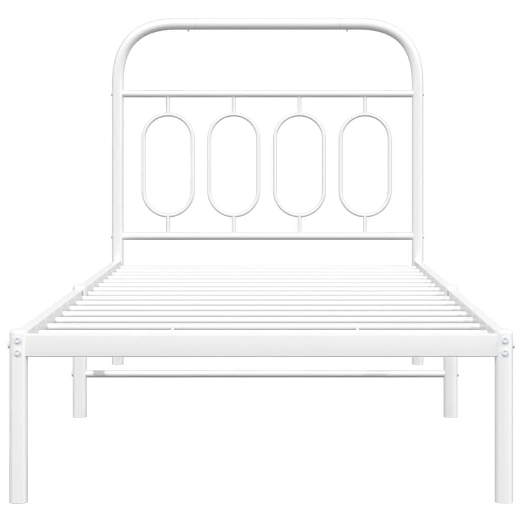 Bedframe met hoofdbord metaal wit 90x190 cm is nu te koop bij PeponiXL, paradijselijk wonen!