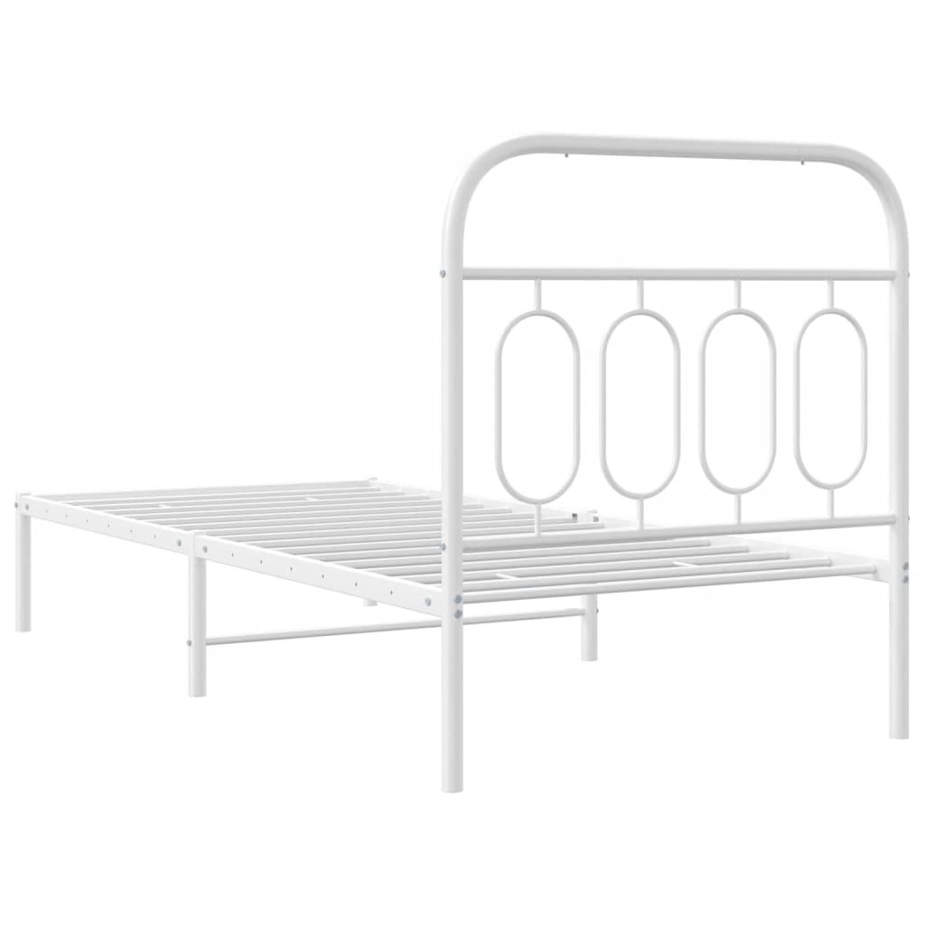 Bedframe met hoofdbord metaal wit 90x190 cm is nu te koop bij PeponiXL, paradijselijk wonen!