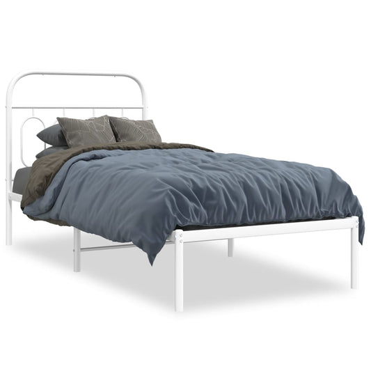 Bedframe met hoofdbord metaal wit 90x190 cm is nu te koop bij PeponiXL, paradijselijk wonen!