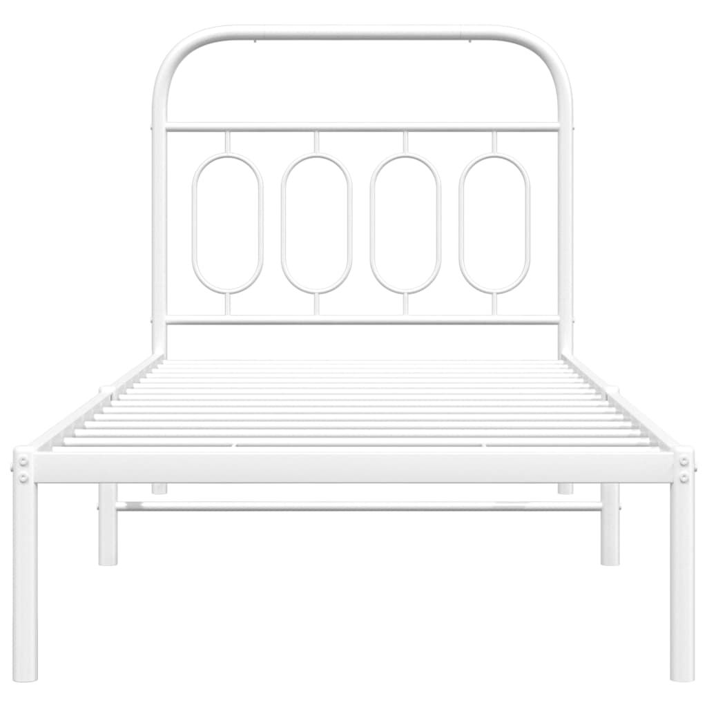 Bedframe met hoofdbord metaal wit 90x200 cm is nu te koop bij PeponiXL, paradijselijk wonen!