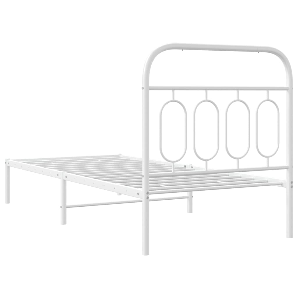 Bedframe met hoofdbord metaal wit 90x200 cm is nu te koop bij PeponiXL, paradijselijk wonen!