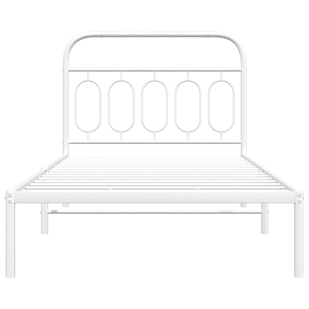 Bedframe met hoofdbord metaal wit 100x190 cm is nu te koop bij PeponiXL, paradijselijk wonen!