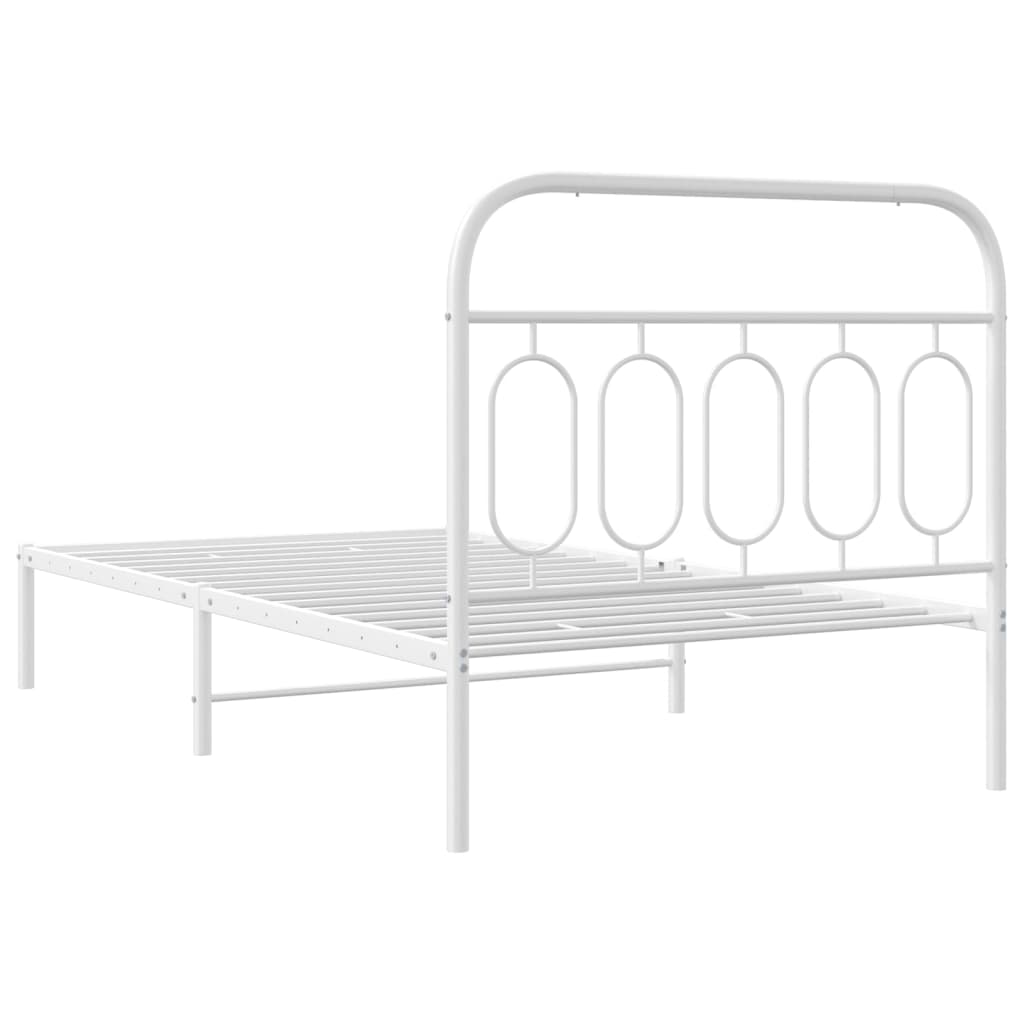 Bedframe met hoofdbord metaal wit 100x190 cm is nu te koop bij PeponiXL, paradijselijk wonen!