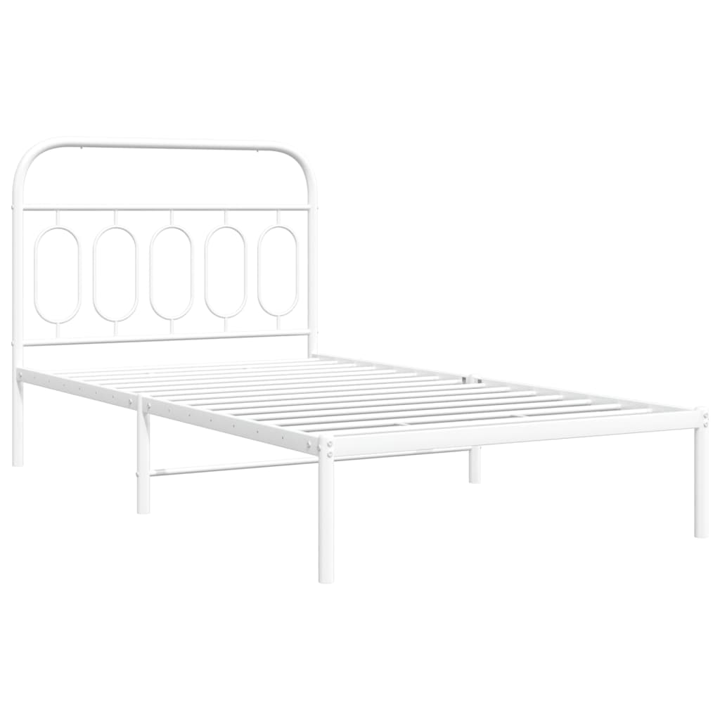 Bedframe met hoofdbord metaal wit 100x200 cm is nu te koop bij PeponiXL, paradijselijk wonen!