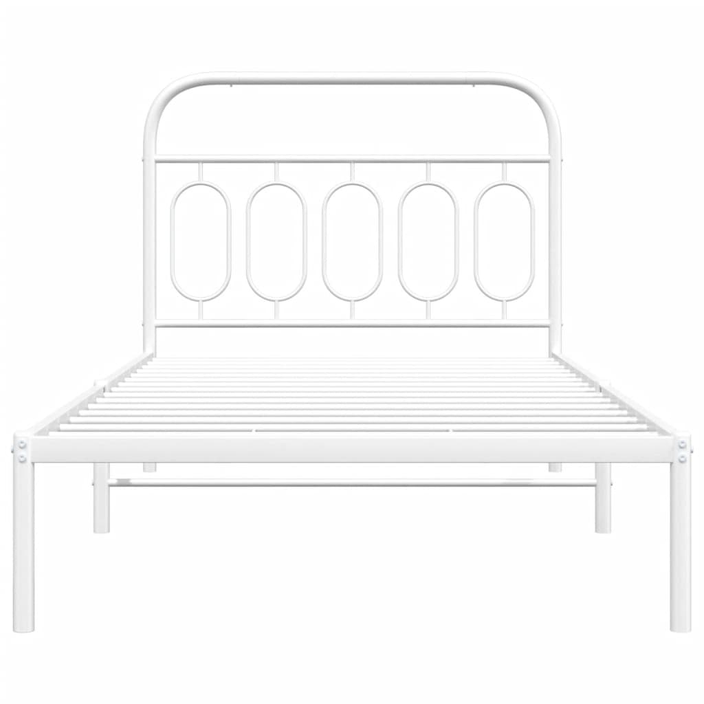 Bedframe met hoofdbord metaal wit 100x200 cm is nu te koop bij PeponiXL, paradijselijk wonen!