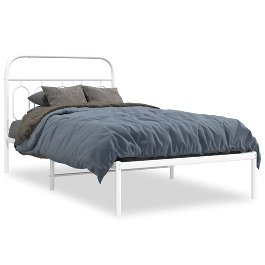 Bedframe met hoofdbord metaal wit 100x200 cm is nu te koop bij PeponiXL, paradijselijk wonen!