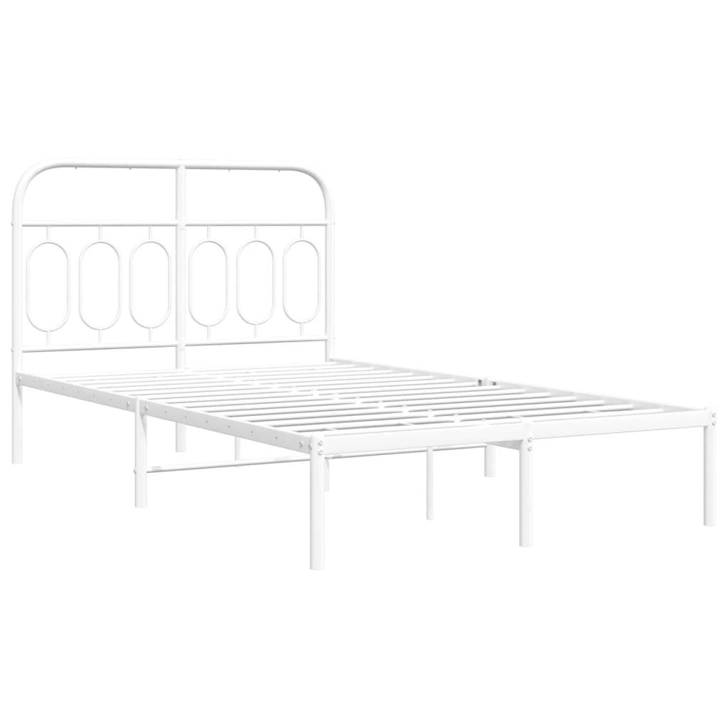Bedframe met hoofdbord metaal wit 120x190 cm is nu te koop bij PeponiXL, paradijselijk wonen!