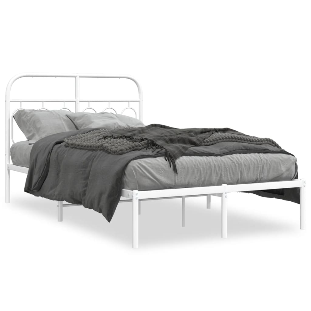 Bedframe met hoofdbord metaal wit 120x190 cm is nu te koop bij PeponiXL, paradijselijk wonen!