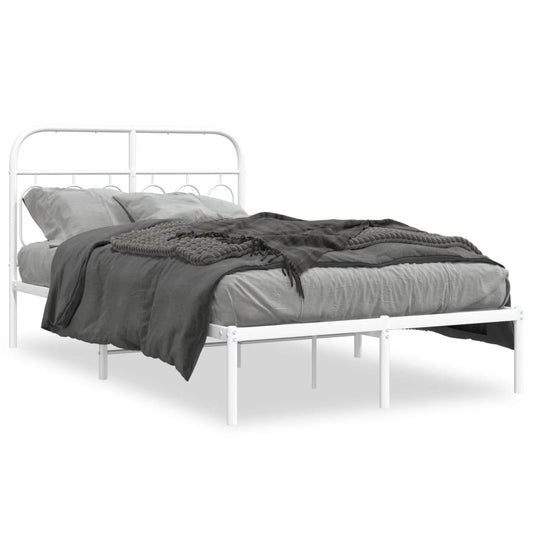 Bedframe met hoofdbord metaal wit 120x200 cm is nu te koop bij PeponiXL, paradijselijk wonen!
