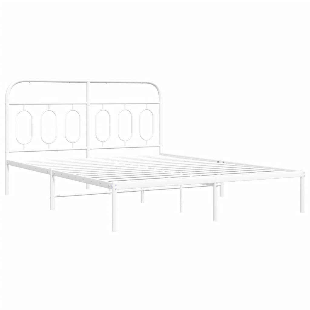 Bedframe met hoofdbord metaal wit 135x190 cm is nu te koop bij PeponiXL, paradijselijk wonen!