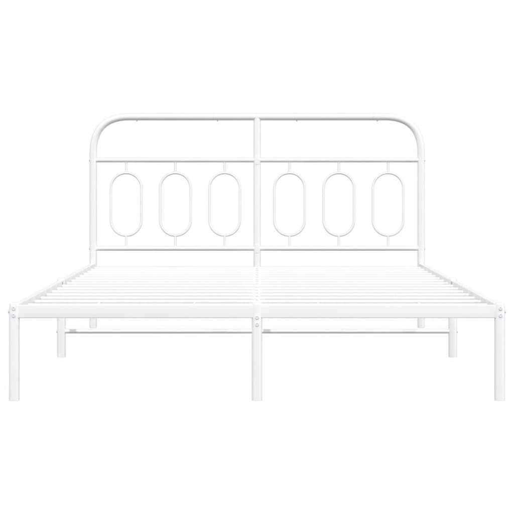 Bedframe met hoofdbord metaal wit 135x190 cm is nu te koop bij PeponiXL, paradijselijk wonen!