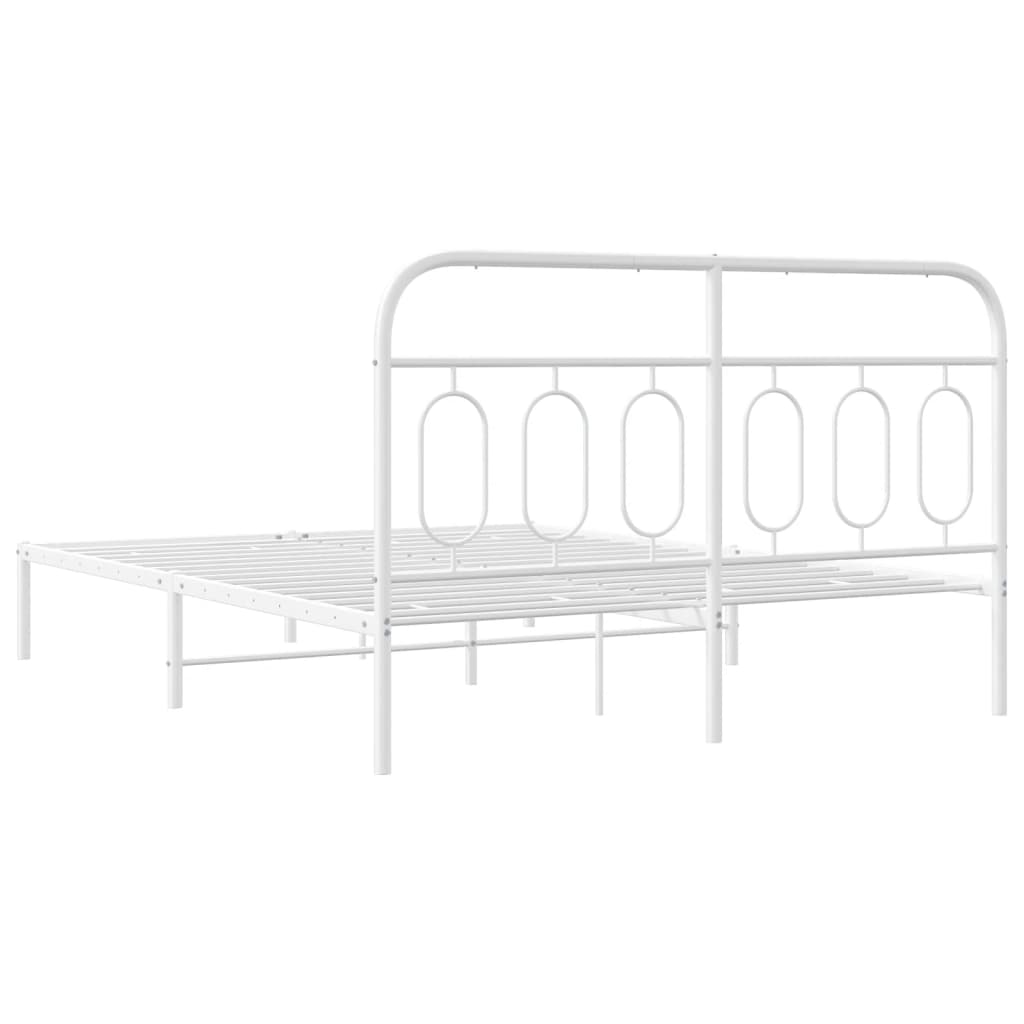 Bedframe met hoofdbord metaal wit 135x190 cm is nu te koop bij PeponiXL, paradijselijk wonen!