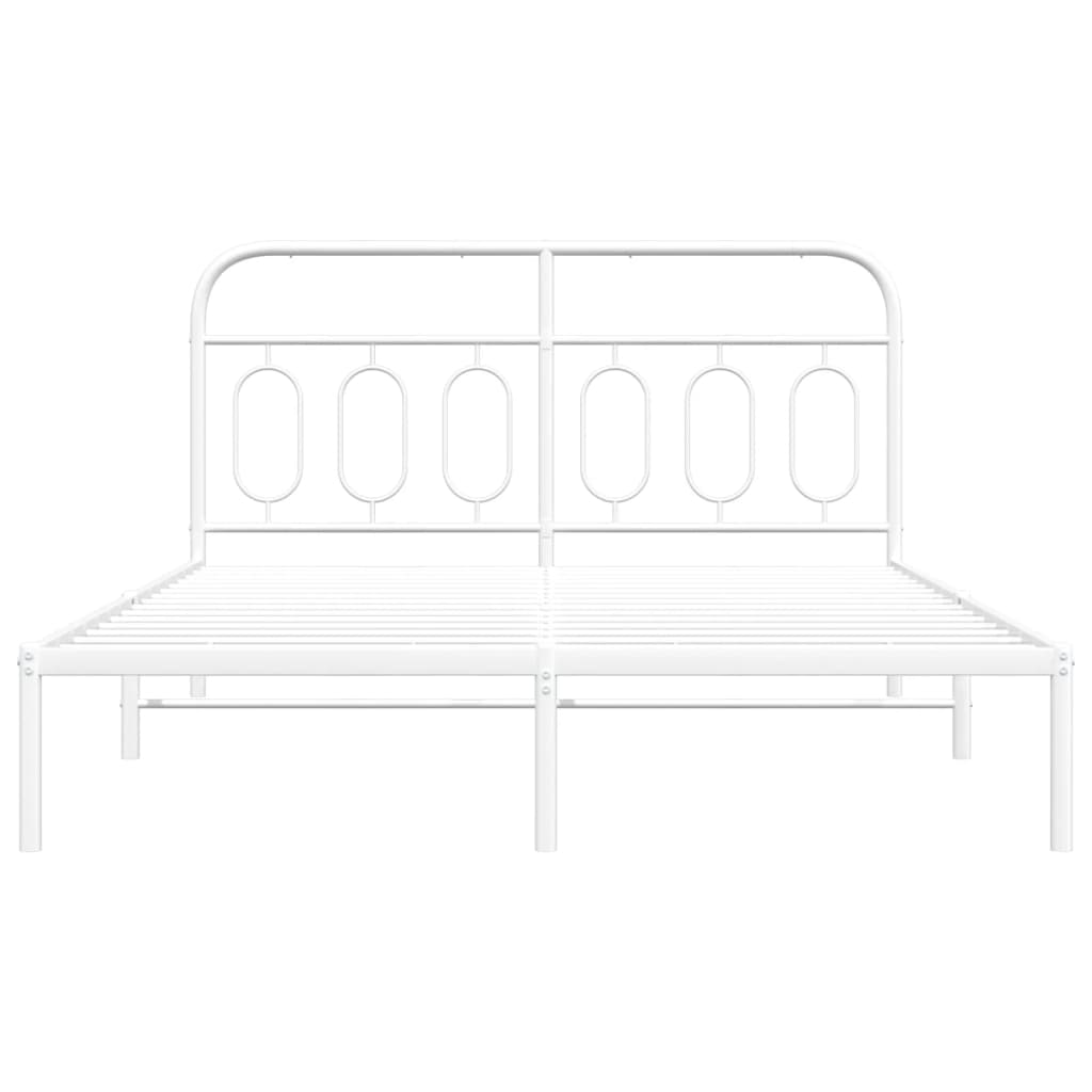 Bedframe met hoofdbord metaal wit 140x190 cm is nu te koop bij PeponiXL, paradijselijk wonen!