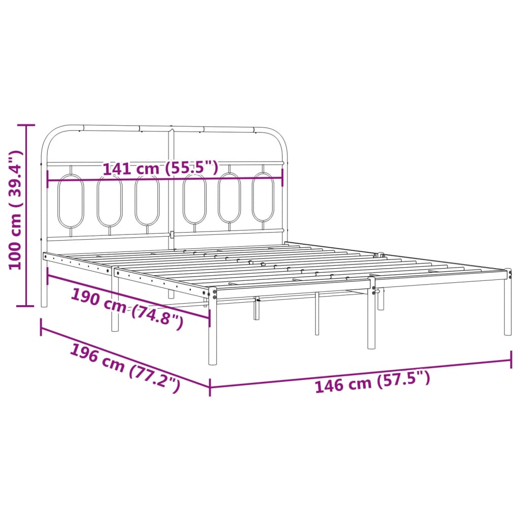 Bedframe met hoofdbord metaal wit 140x190 cm is nu te koop bij PeponiXL, paradijselijk wonen!