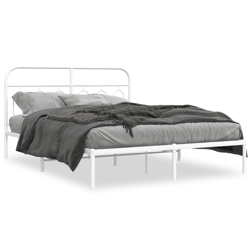 Bedframe met hoofdbord metaal wit 140x190 cm is nu te koop bij PeponiXL, paradijselijk wonen!