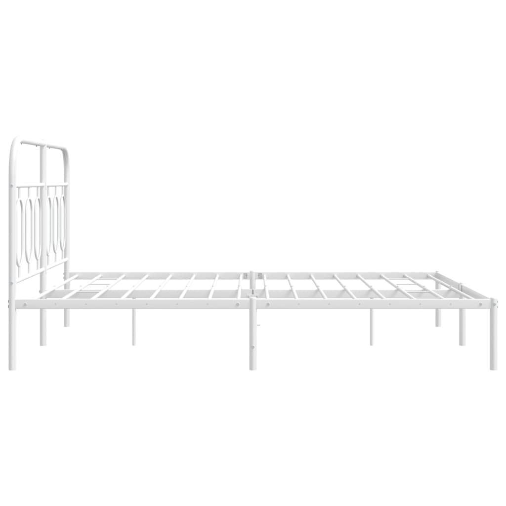 Bedframe met hoofdbord metaal wit 140x200 cm is nu te koop bij PeponiXL, paradijselijk wonen!
