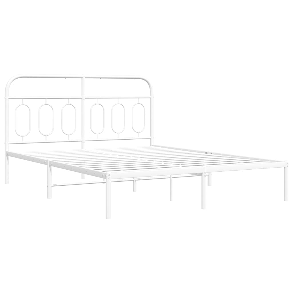 Bedframe met hoofdbord metaal wit 150x200 cm is nu te koop bij PeponiXL, paradijselijk wonen!