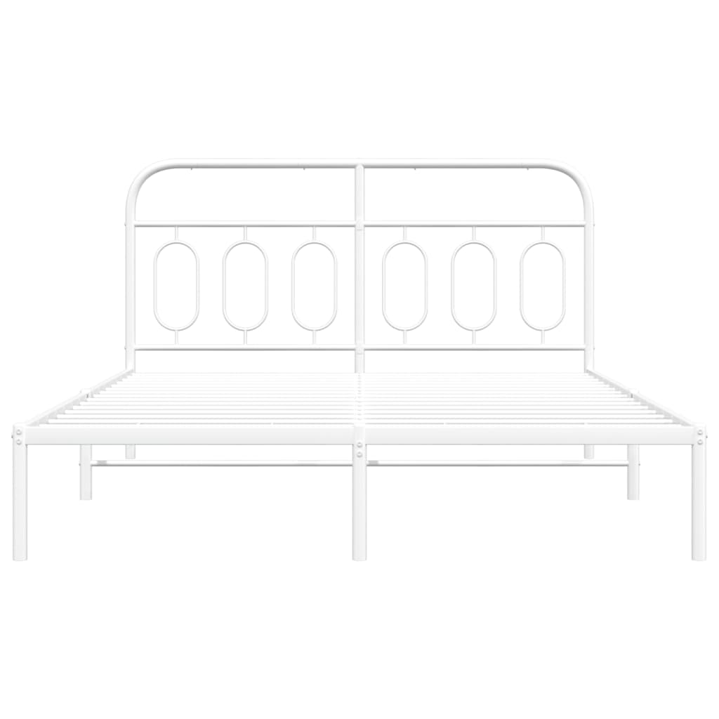 Bedframe met hoofdbord metaal wit 150x200 cm is nu te koop bij PeponiXL, paradijselijk wonen!