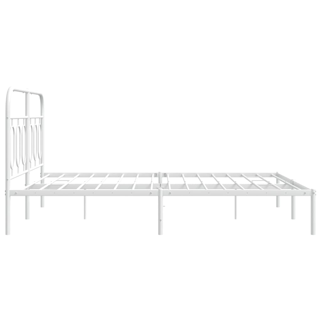 Bedframe met hoofdbord metaal wit 150x200 cm is nu te koop bij PeponiXL, paradijselijk wonen!