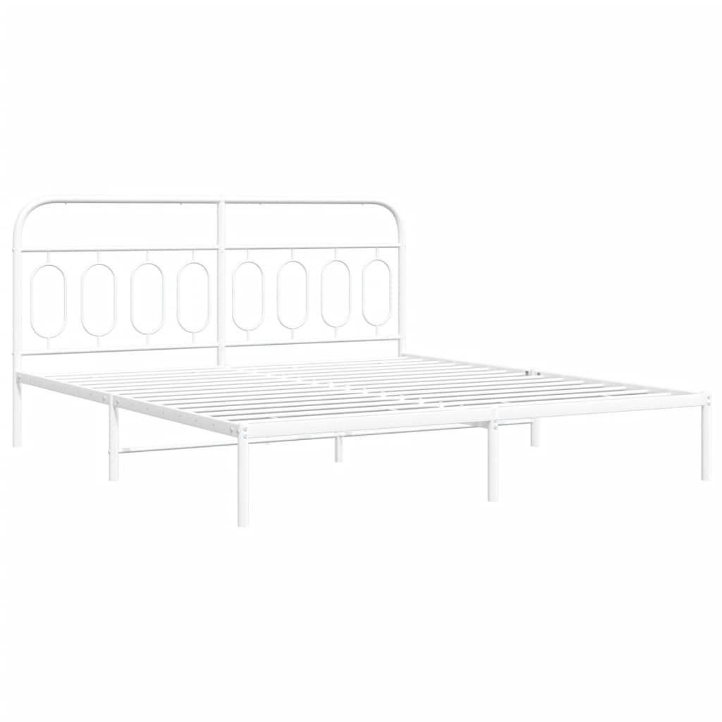Bedframe met hoofdbord metaal wit 183x213 cm is nu te koop bij PeponiXL, paradijselijk wonen!