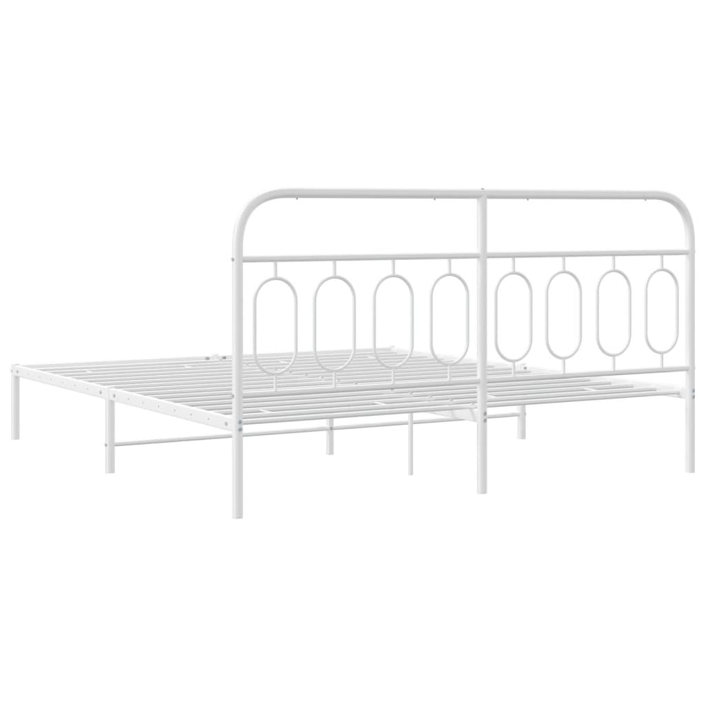 Bedframe met hoofdbord metaal wit 183x213 cm is nu te koop bij PeponiXL, paradijselijk wonen!